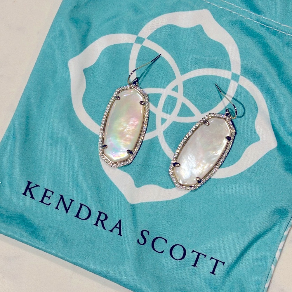 RARE Kendra Scott pearl crystal halo luxe Earrings